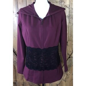 Belle Kim Gravel Lace Zip Up Sweatshirt Size XS